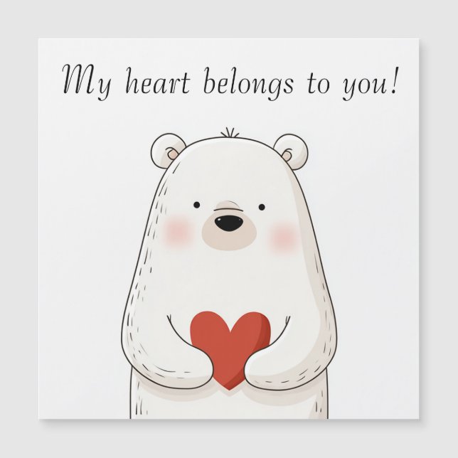 Cute Polar Bear Hugging a Red Heart - Love  (Front)