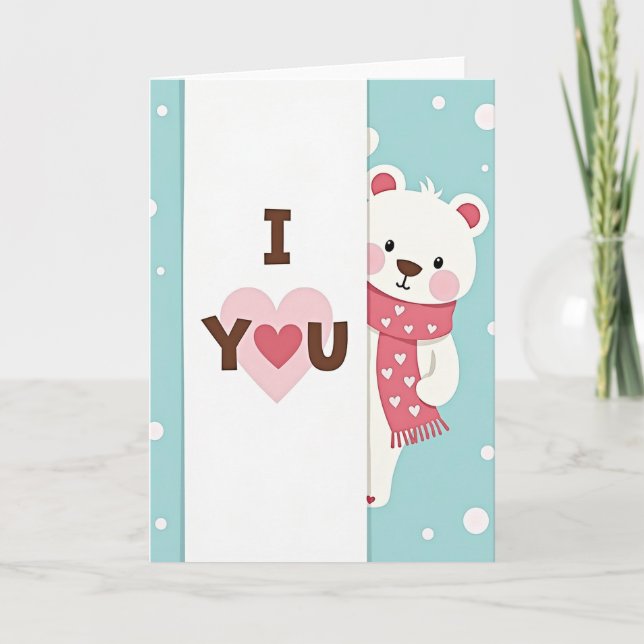 Cute Polar Bear I Love You Card (Front)