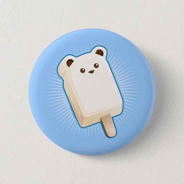 Cute Polar Bear Ice Cream Bar Button (Front)