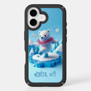 Cute Polar Bear Ice Skating iPhone 16 Case