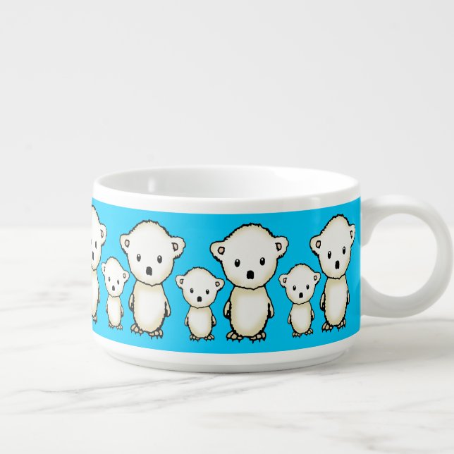 Cute Polar Bear Illustrations Bowl (Left)