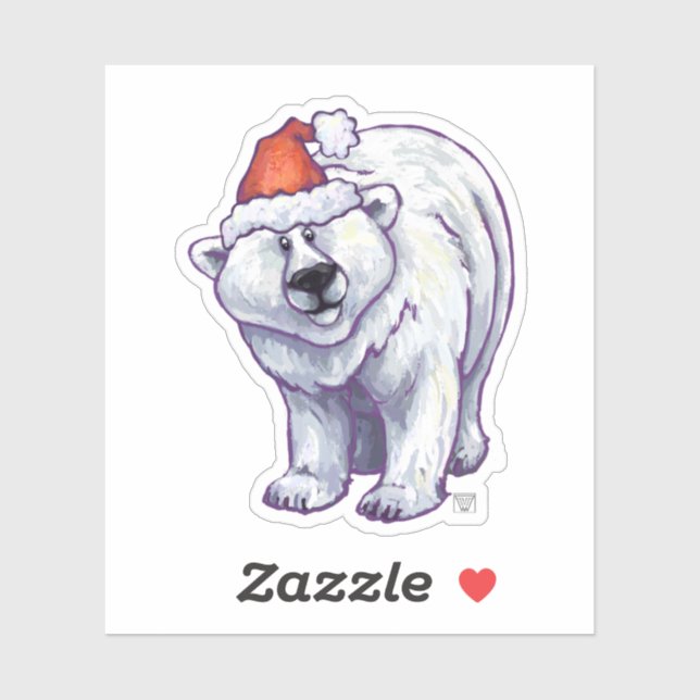 Cute Polar Bear in a Santa Hat Sticker (Sheet)
