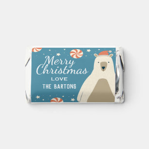 Cute Polar Bear in Santa Hat Custom Christmas  Hershey's Miniatures