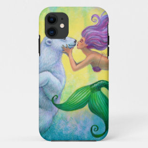 Cute Polar Bear Kiss Mermaid Fantasy iPhone 5 Case