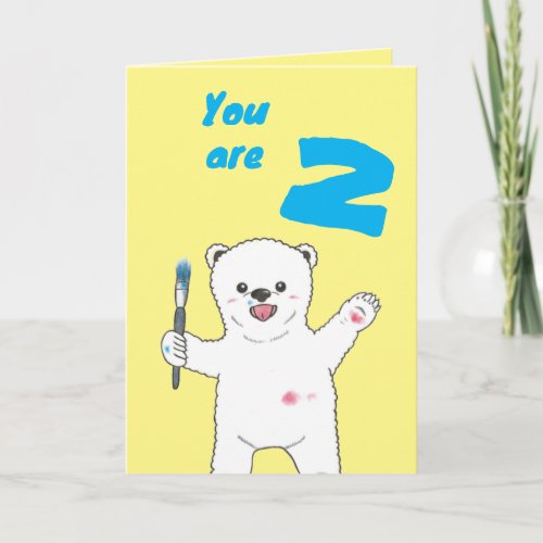 Cute Polar Bear Little Artist Folded Kids Birthday Card