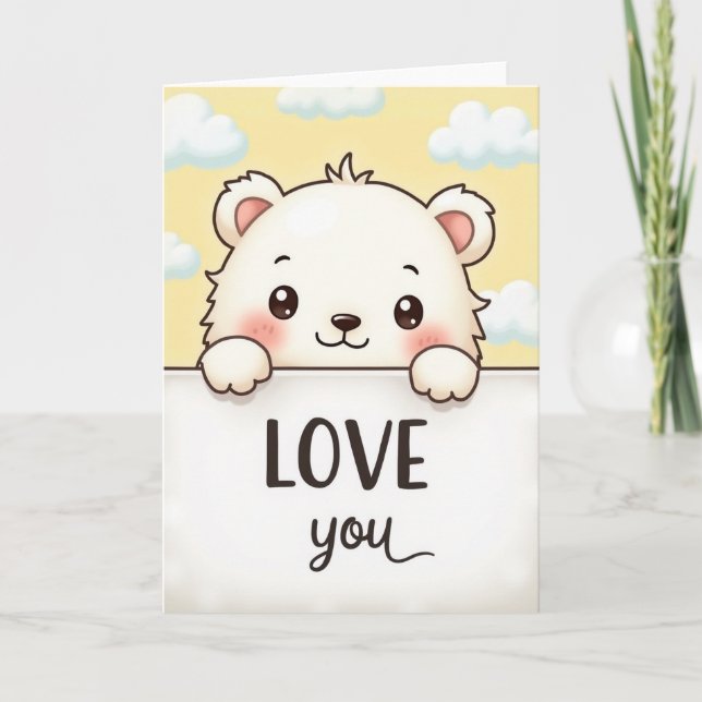 Cute Polar Bear Love You Card (Front)