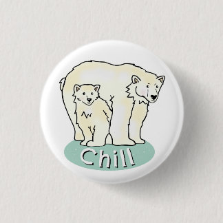 Cute Polar Bear Mama & Baby Pin Badge - Chill