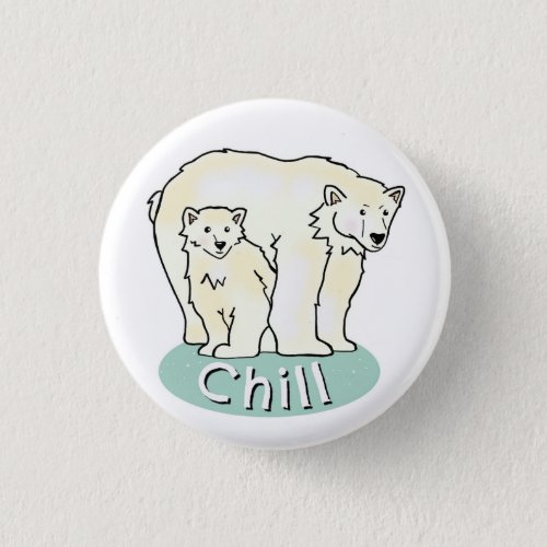 Cute Polar Bear Mama  Baby Pin Badge _ Chill