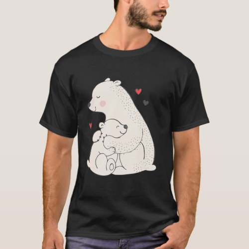 Cute Polar Bear Mama With Baby T_Shirt