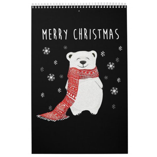 Cute Polar Bear  Merry Christmas Xmas Calendar