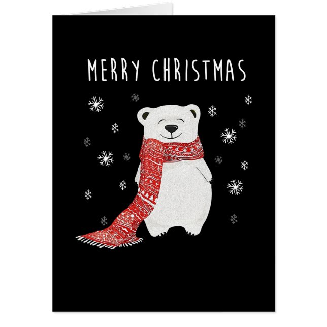 Cute Polar Bear  Merry Christmas Xmas Card (Front)