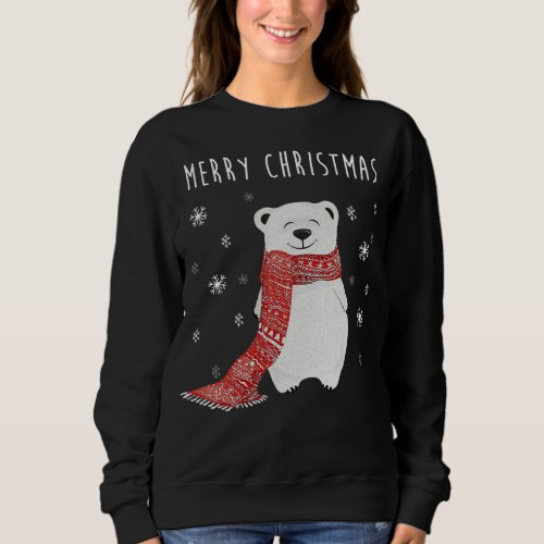 Cute Polar Bear  Merry Christmas Xmas Sweatshirt