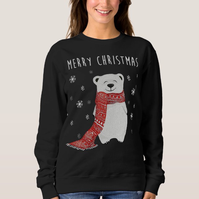 Cute Polar Bear  Merry Christmas Xmas Sweatshirt (Front)