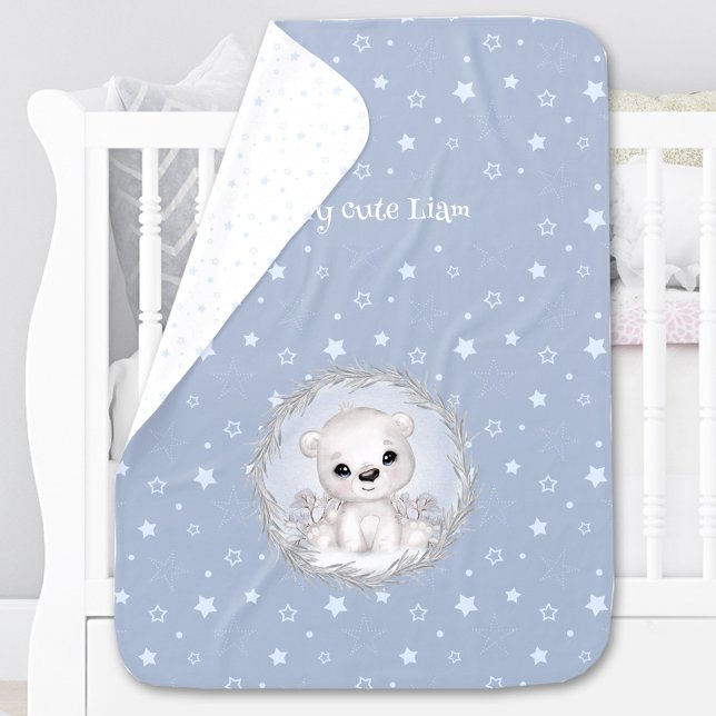 Cute Polar Bear Name Winter themed Boy Baby Blanket (Cute Polar Bear Name Winter themed Boy Baby Blanket)