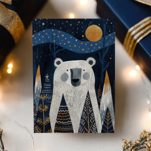 Cute Polar Bear Nordic Winter Merry Christmas  Holiday Card