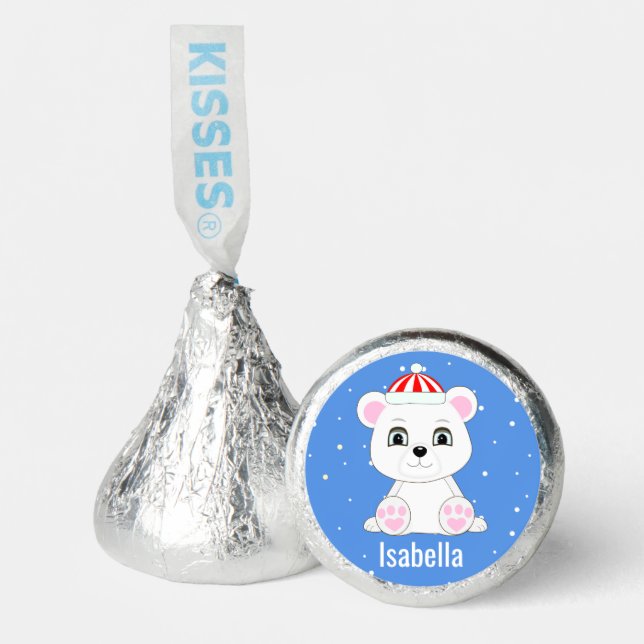 Cute Polar Bear on Light Blue Hershey®'s Kisses® (Front)