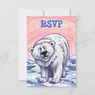 Cute Polar Bear Party Center RSVP