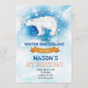 Cute polar bear party invitation