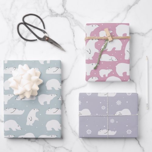 Cute Polar Bear Pattern  Wrapping Paper Sheets