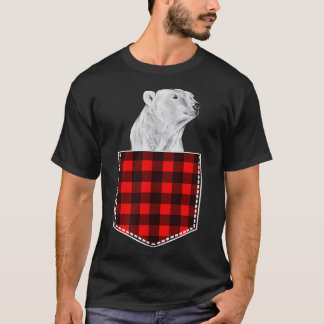 Cute Polar Bear Peeking Out Of Pocket T-Shirt