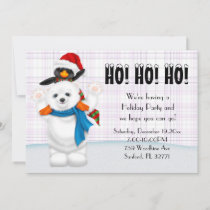 Cute Polar Bear & Penguin Christmas Party Invitation