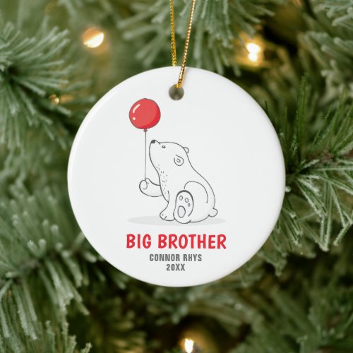 Cute Polar Bear Personalized Big Brother Promotion Ceramic Ornament