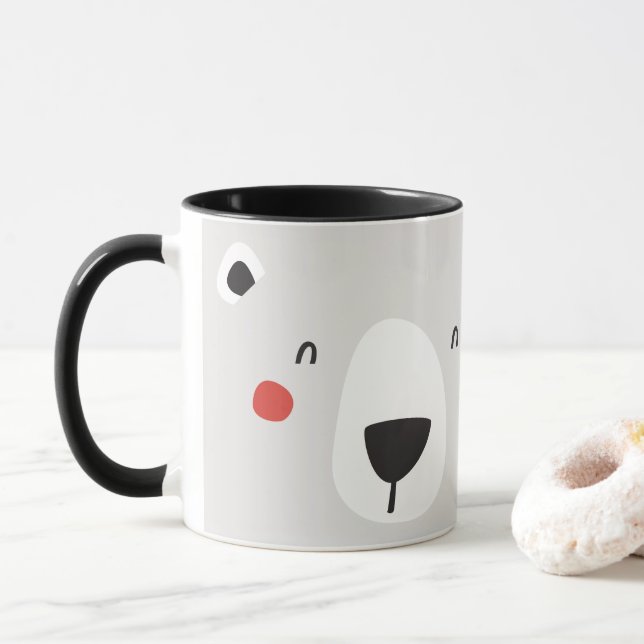 Cute polar bear personalized children's mug (With Donut)