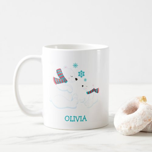 Cute Polar Bear Personalized Christmas Mug