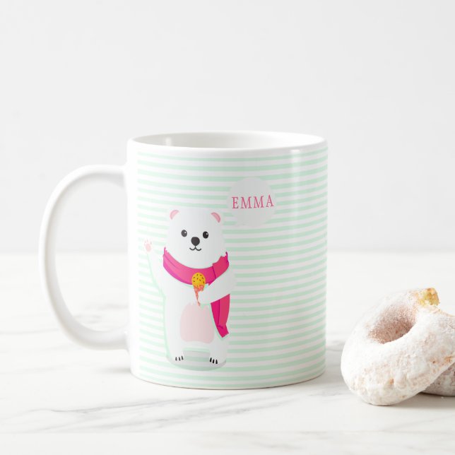 Cute Polar Bear Personalized Mug (With Donut)