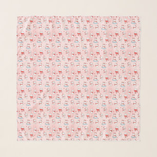 Cute Polar Bear Pink Christmas Pattern Winter Scarf