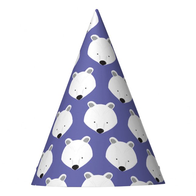 Cute Polar Bear Purple Animal Party Hat (Front)