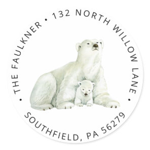 Cute Polar Bear Return Address Classic Round Sticker
