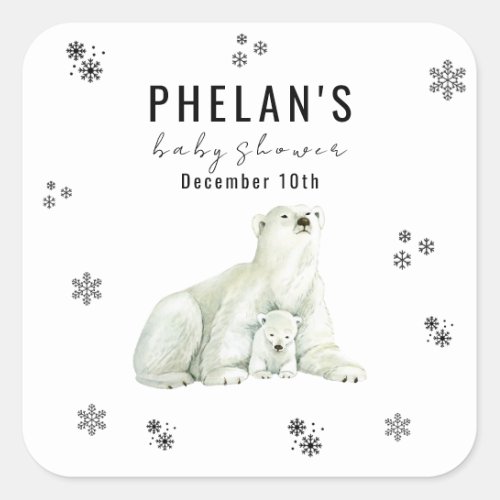 Cute Polar Bear Return Address Classic Square Sticker
