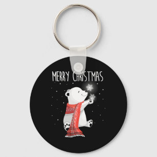 Cute Polar Bear Scarf Merry Christmas Xmas Holiday Keychain