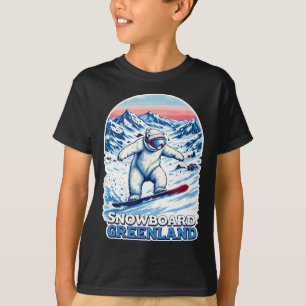 Cute Polar Bear Snowboarding In Greenland T-Shirt
