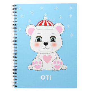 Cute Polar Bear & Snowflakes on Columbia Blue