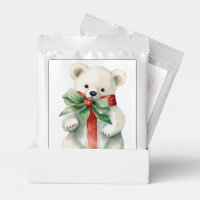Cute Polar Bear Watercolor Red Green