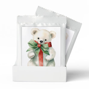 Cute Polar Bear Watercolor Red Green Hot Chocolate Drink Mix