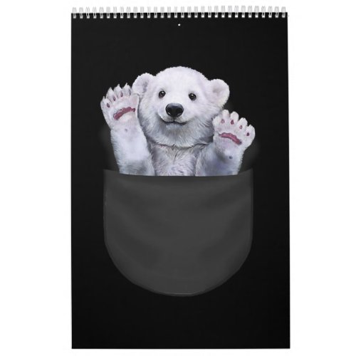 Cute Polar Bear Waving From Pocket Bear Lover Calendar