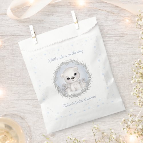 Cute Polar Bear White Winter Boy Baby Shower Favor Bag