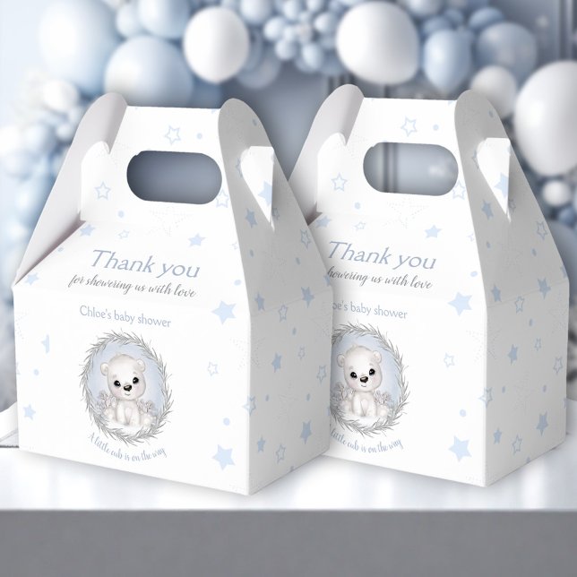 Cute Polar Bear White Winter Boy Baby Shower Favor Boxes (Cute Polar Bear White Winter Boy Baby Shower Favor Box)