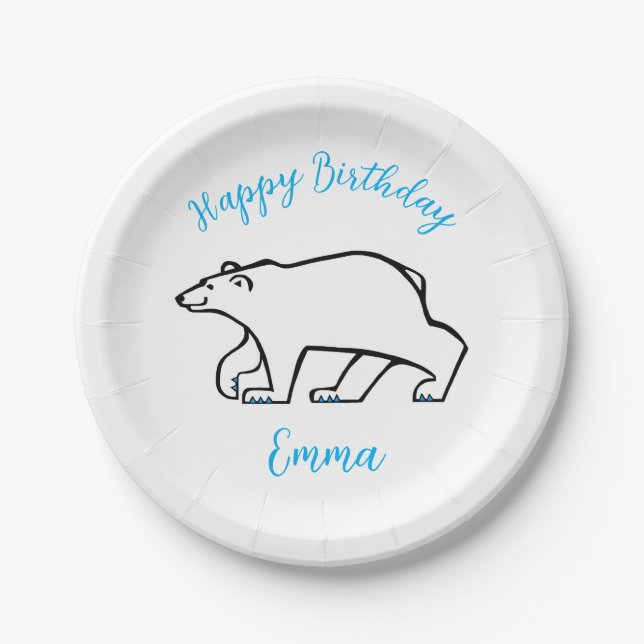  Cute POLAR BEAR - Wild animals - Party  Paper Plates (Front)
