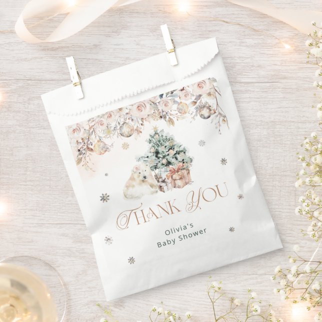 Cute Polar Bear Winter Baby Shower Favor Bag (Clipped)