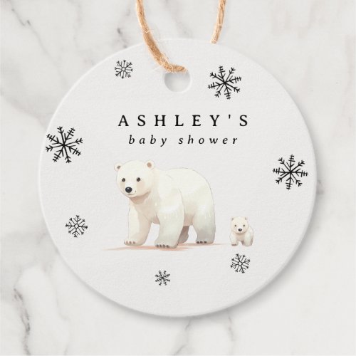 Cute Polar Bear Winter Baby Shower Favor Tags