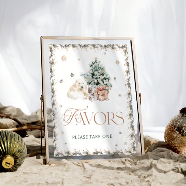 Cute Polar Bear Winter Baby Shower Favors Poster (Creator Uploaded)