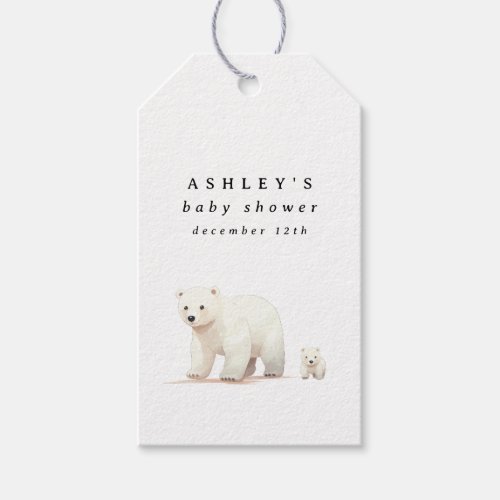 Cute Polar Bear Winter Baby Shower Gift Tags