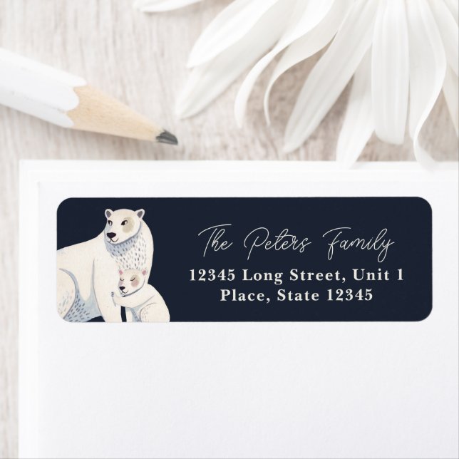 Cute Polar Bear Winter Baby Shower Label (Insitu)