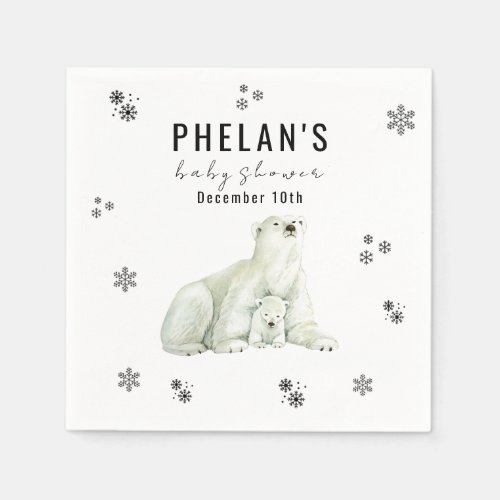 Cute Polar Bear Winter Baby Shower Napkins