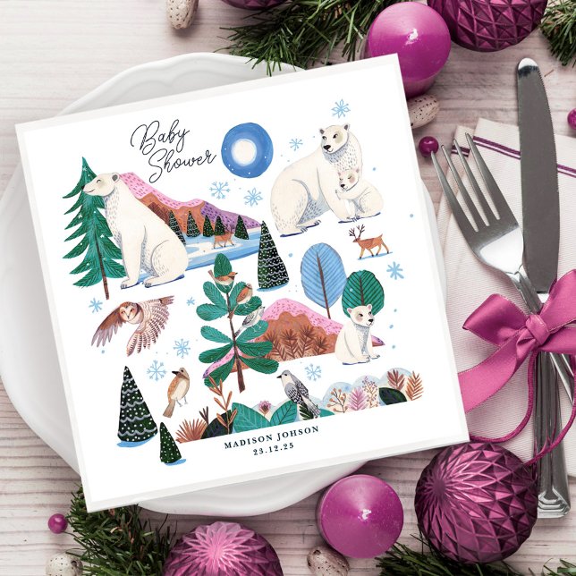 Cute Polar Bear Winter Baby Shower Napkins (Cute Polar Bear Winter Baby Shower Napkins)