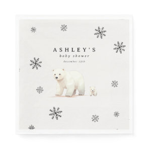 Cute Polar Bear Winter Baby Shower Napkins